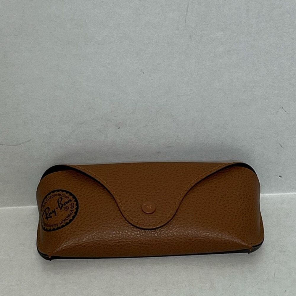 Ray-Ban Brown Tan Faux Leather Protective Snap Front Semi-Hard Eyeglasses Case
